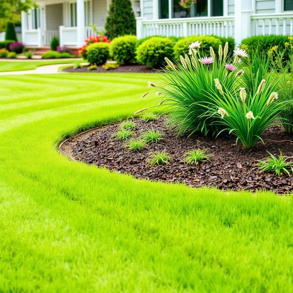 Illustrative image: Mown green lawn with defined garden edges