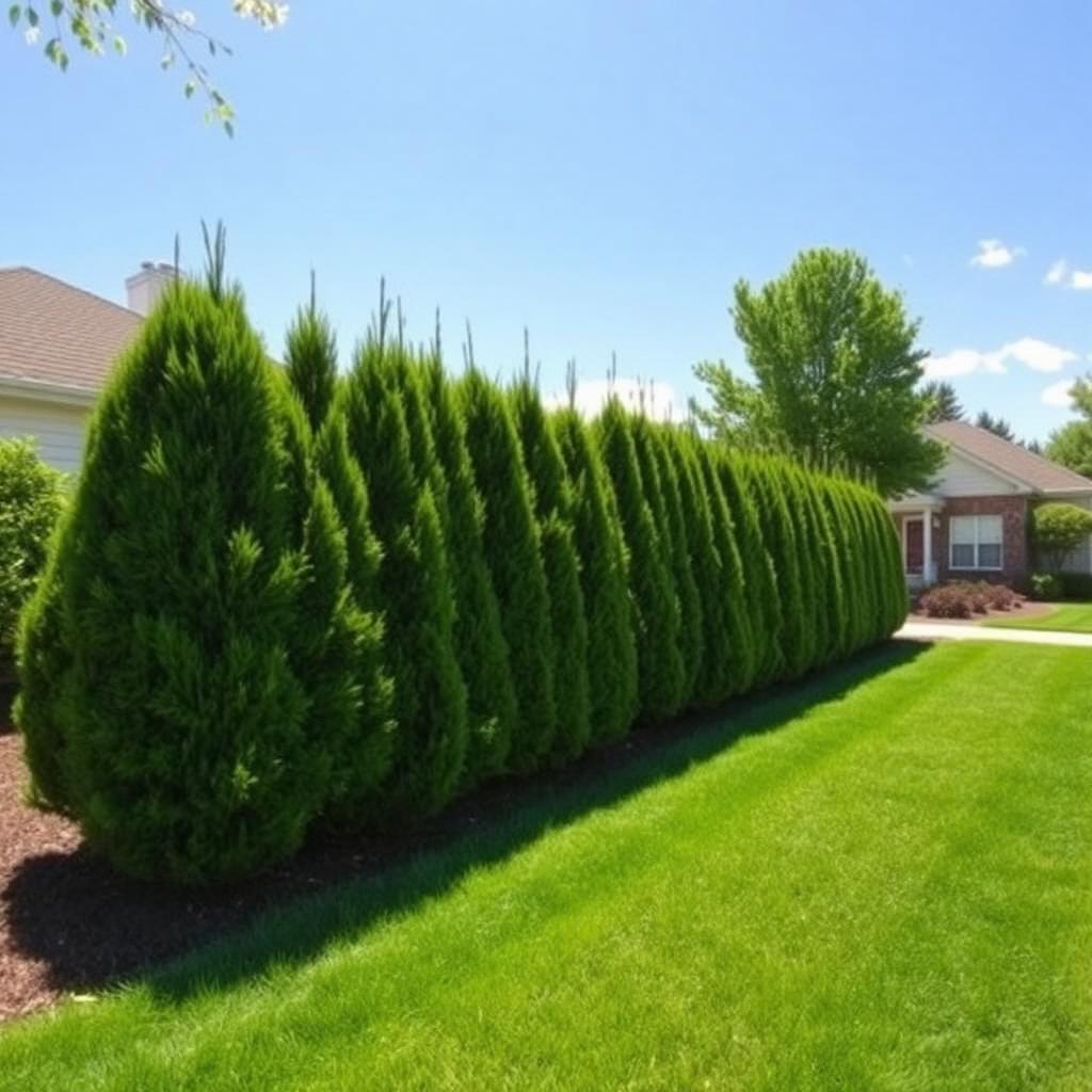 Trimmed cedar hedge row